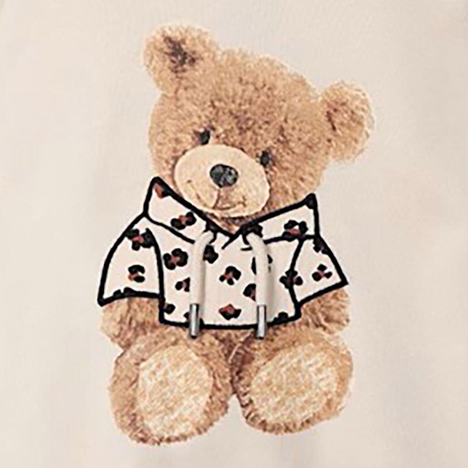 Girls Beige Fleece Hooded Dress, 2, hi-res