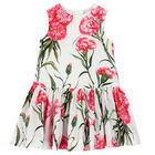 Girls Ivory & Red Floral Dress, 1, hi-res