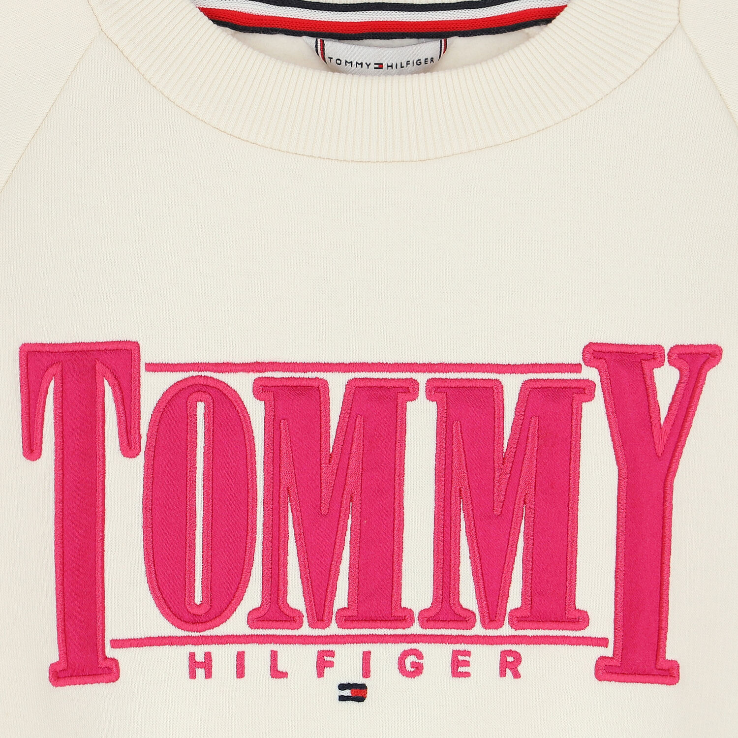 سويت شيرت بالشعار باللون العاجي للبنات, 1, hi-res