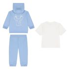 Baby Boys Blue & White Elephant Logo Tracksuit Set, 2, hi-res