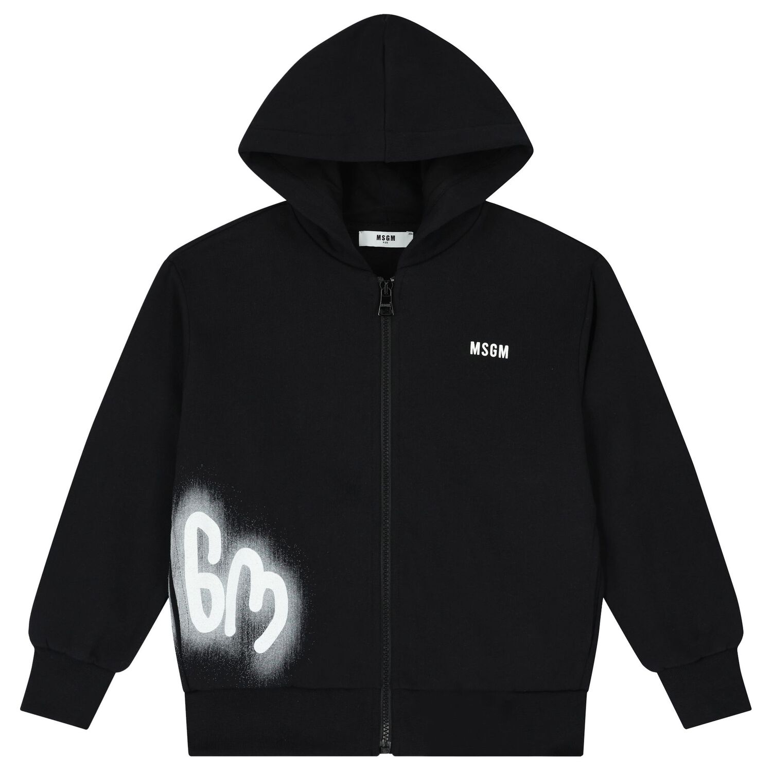 Boys Black Logo Zip Up Top, 1, hi-res