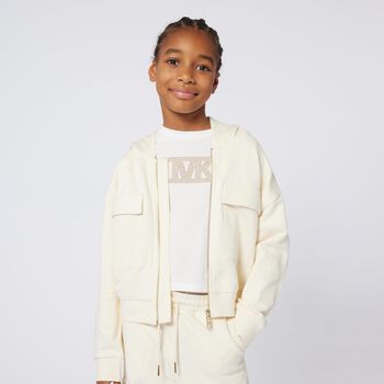 Girls White Logo Long Sleeve Top