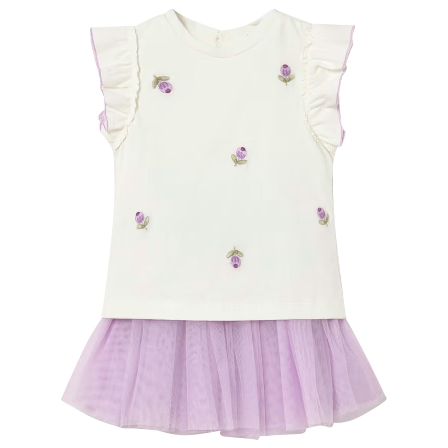 Younger Girls Ivory & Lilac Skirt Set, 2, hi-res