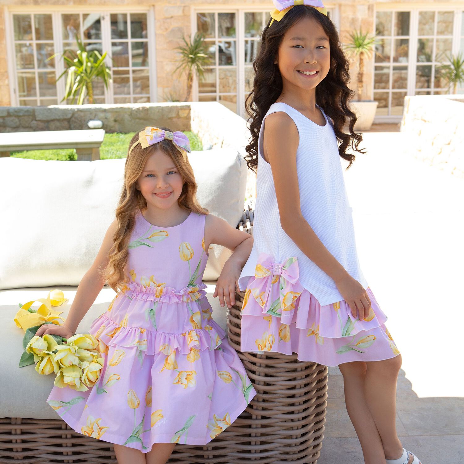 فستان بنات بطبعة الزهور باللون الوردي, 1, hi-res image number null