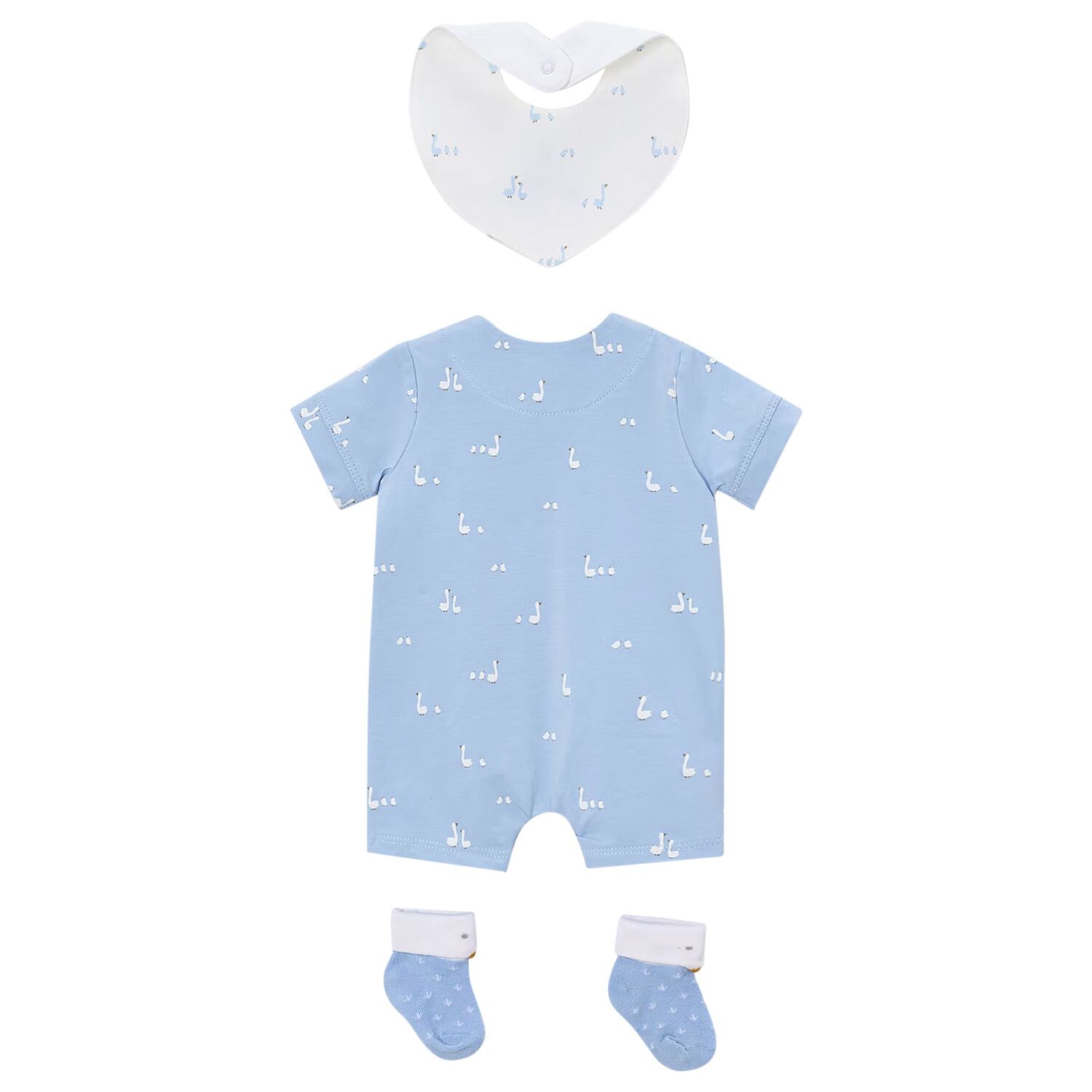 Baby Boys Blue Swan Romper Set, 2, hi-res