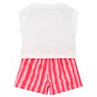 Girls White & Pink Striped Shorts Set, 1, hi-res