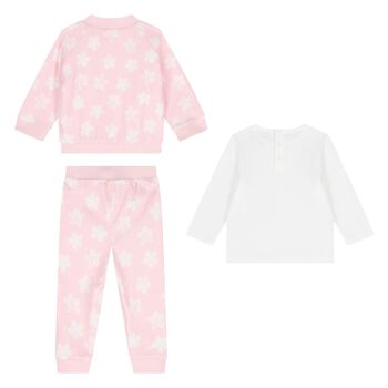 Younger Girls Reversible Pink & White Tracksuit Set