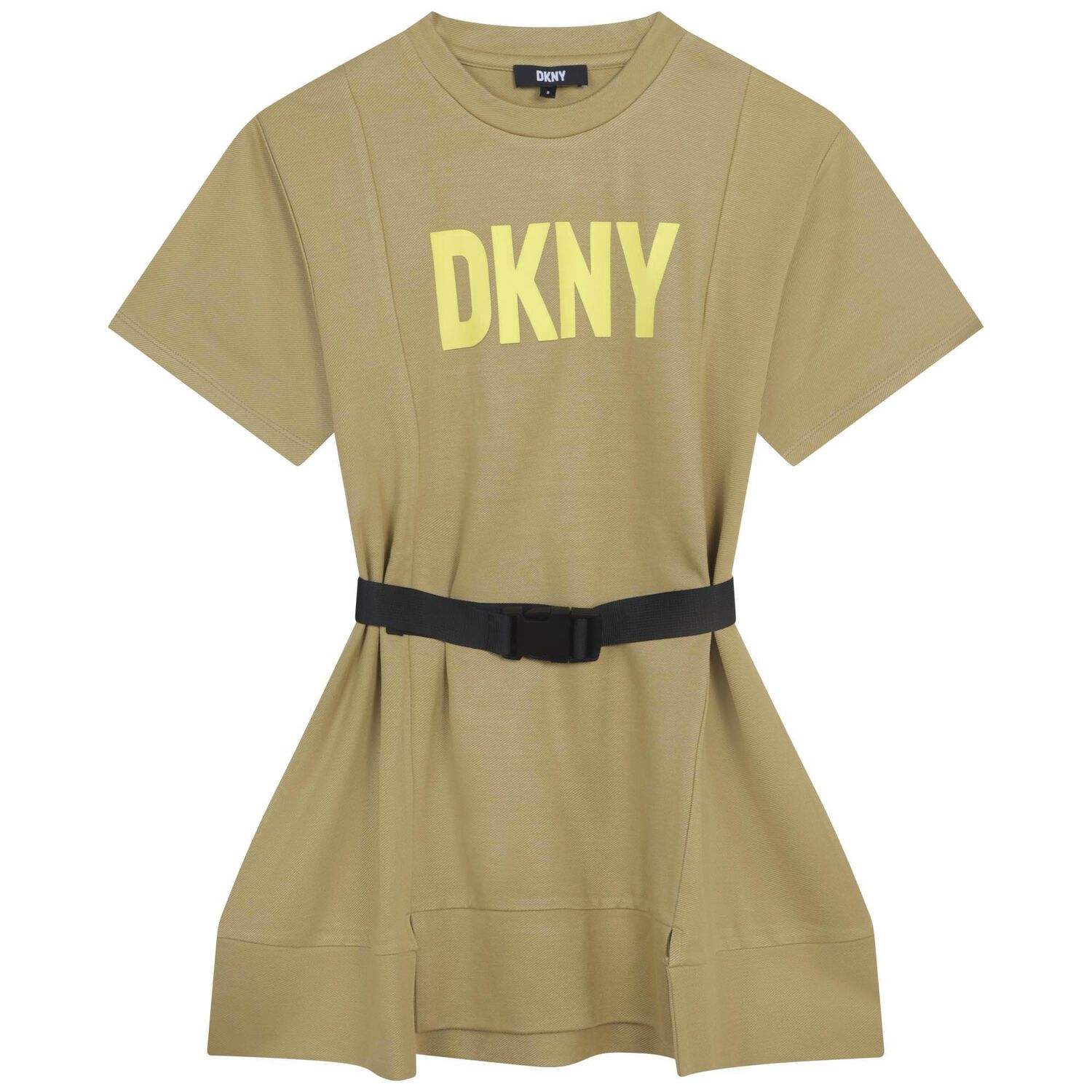 Girls Khaki Green Logo Dress, 1, hi-res