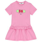 Younger Girls Pink Logo Dress, 1, hi-res