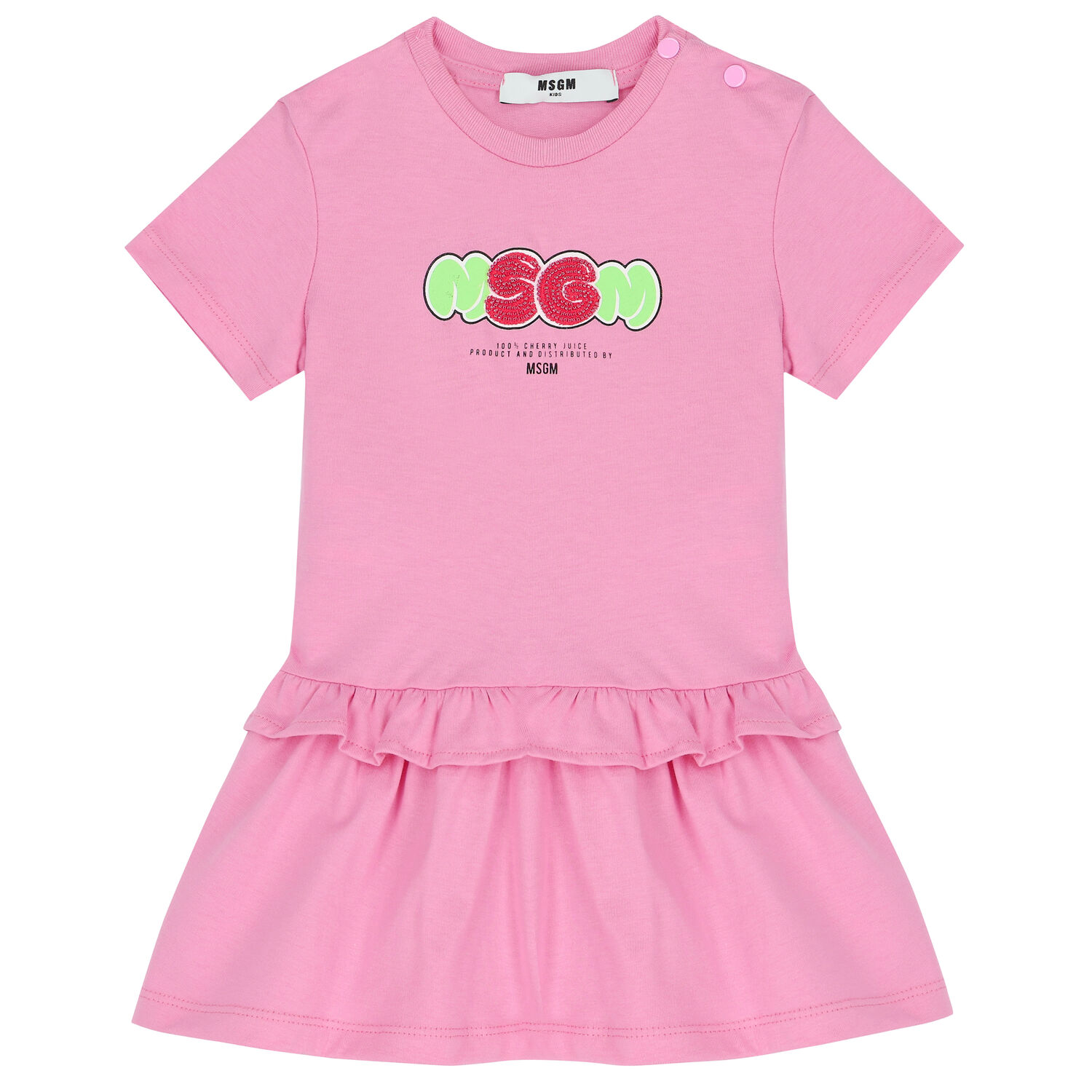Younger Girls Pink Logo Dress, 1, hi-res