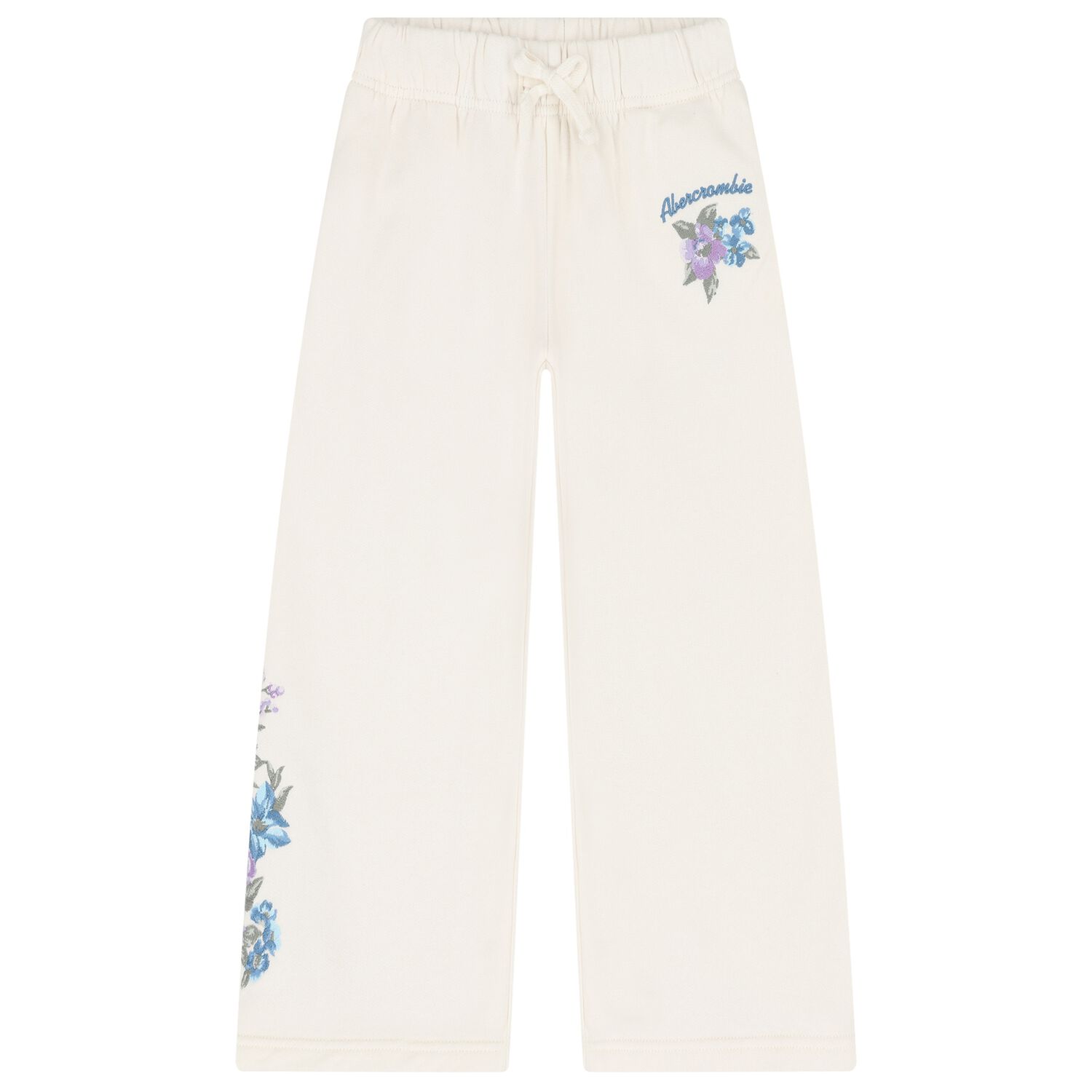 Girls Ivory Floral Logo Joggers, 1, hi-res
