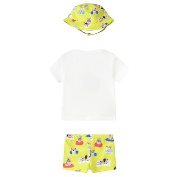 Baby Boys White & Green Shorts Set