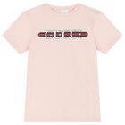 Girls Pink Cotton Logo T-Shirt, 3, hi-res