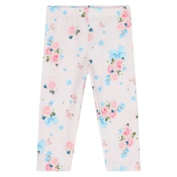 Younger Girls Pink Floral Leggings