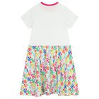Girls White & Pink Logo Dress, 1, hi-res