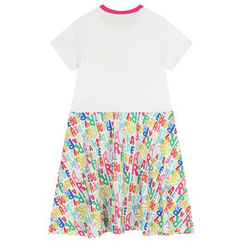 Girls White & Pink Logo Dress