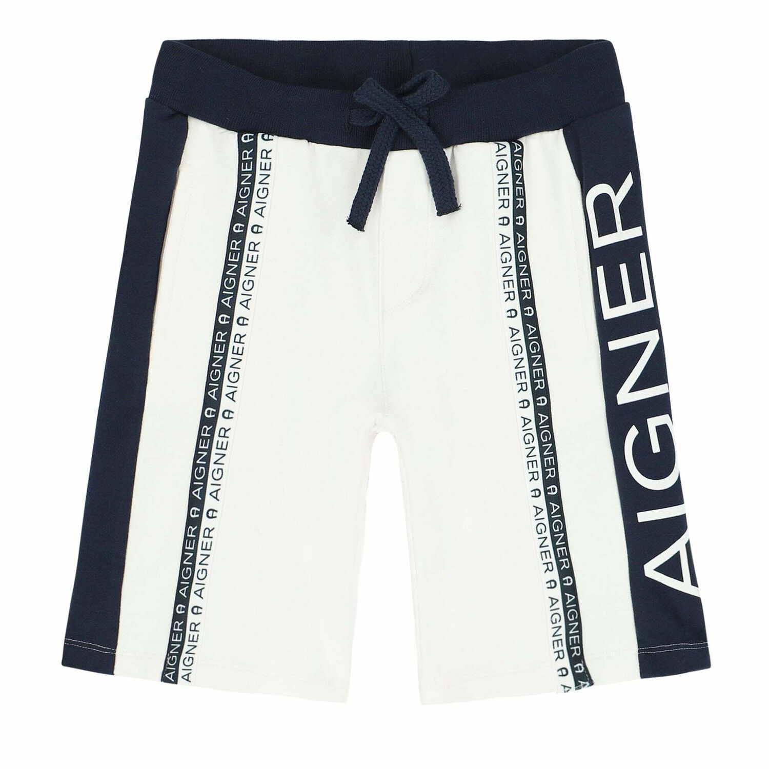 Boys White Logo Shorts, 1, hi-res