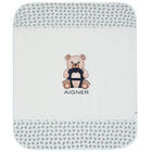 بطانية بالشعار باللون الأزرق والأبيض , 2, hi-res