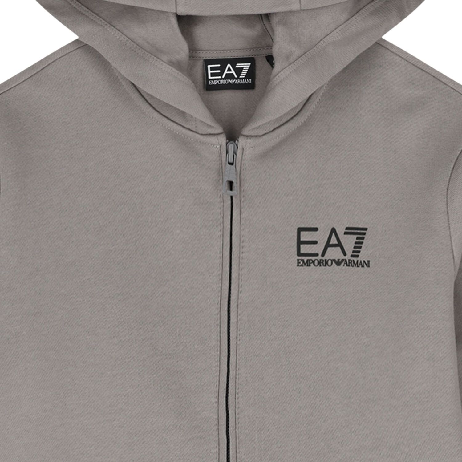 Boys Grey Logo Hooded Zip Up Top, 1, hi-res