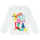 Younger Girls White Logo Long Sleeve Top, 1, hi-res