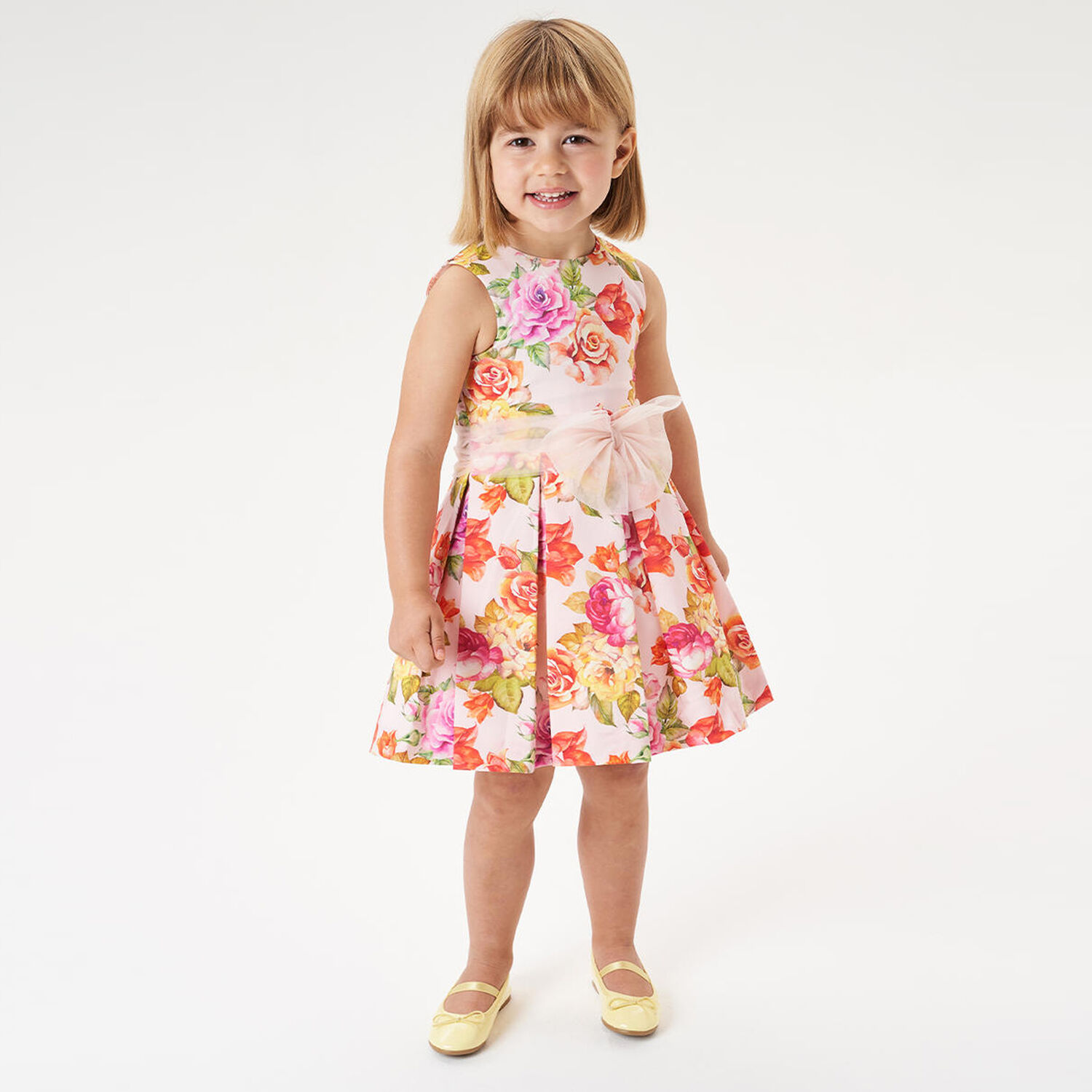 Girls Pink Floral Dress, 1, hi-res