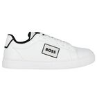 White Logo Leather Trainers, 1, hi-res