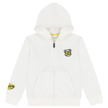 Boys Ivory Teddy Bear Hooded Zip Up Top