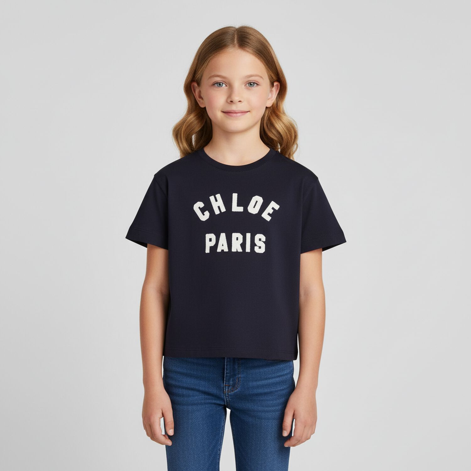 Girls Navy Blue Logo T-Shirt, 2, hi-res image number null