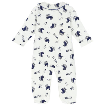 Ivory & Navy Pram Babygrow