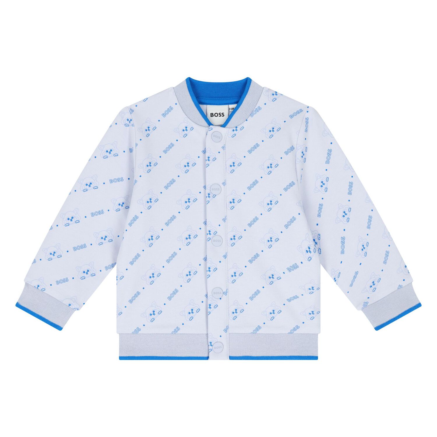 Baby Boys Blue & White Logo Tracksuit Set, 1, hi-res