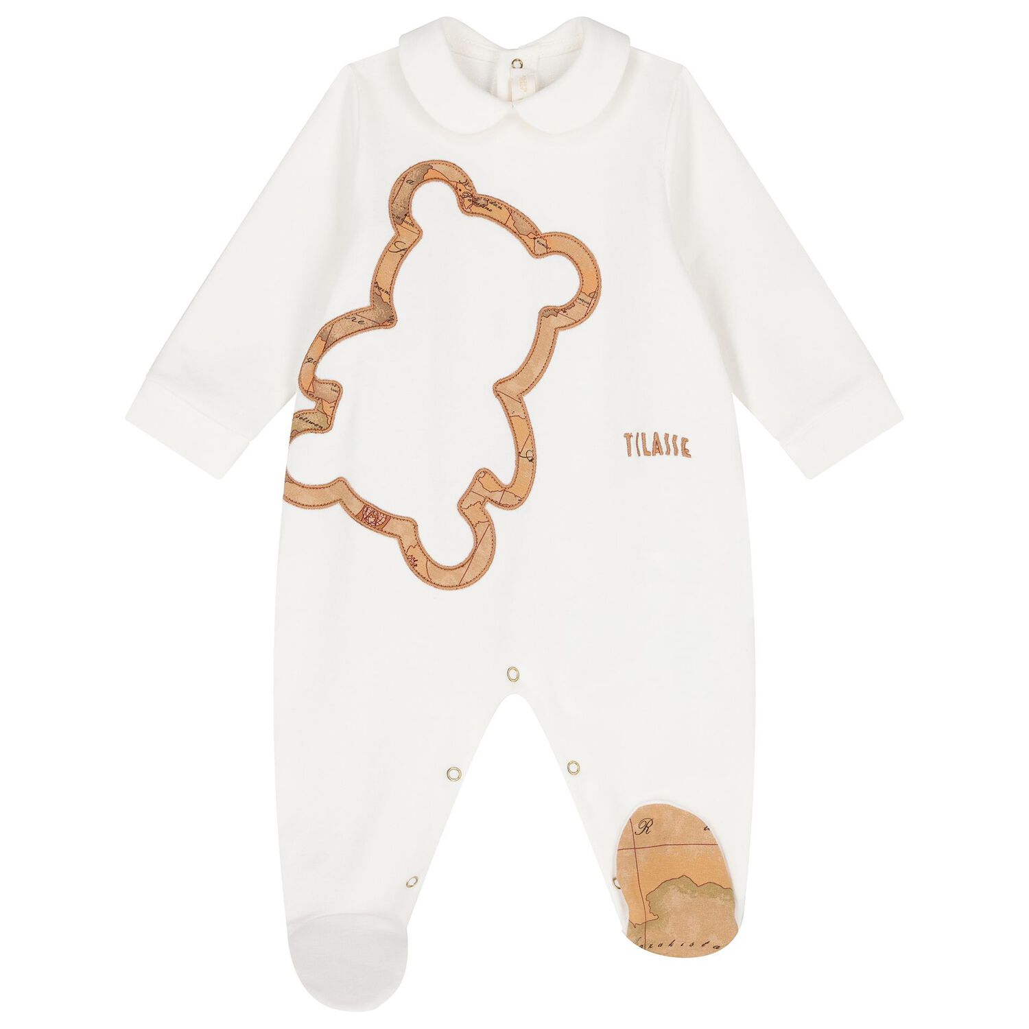 White Teddy Bear Geo Map Babygrow, 1, hi-res