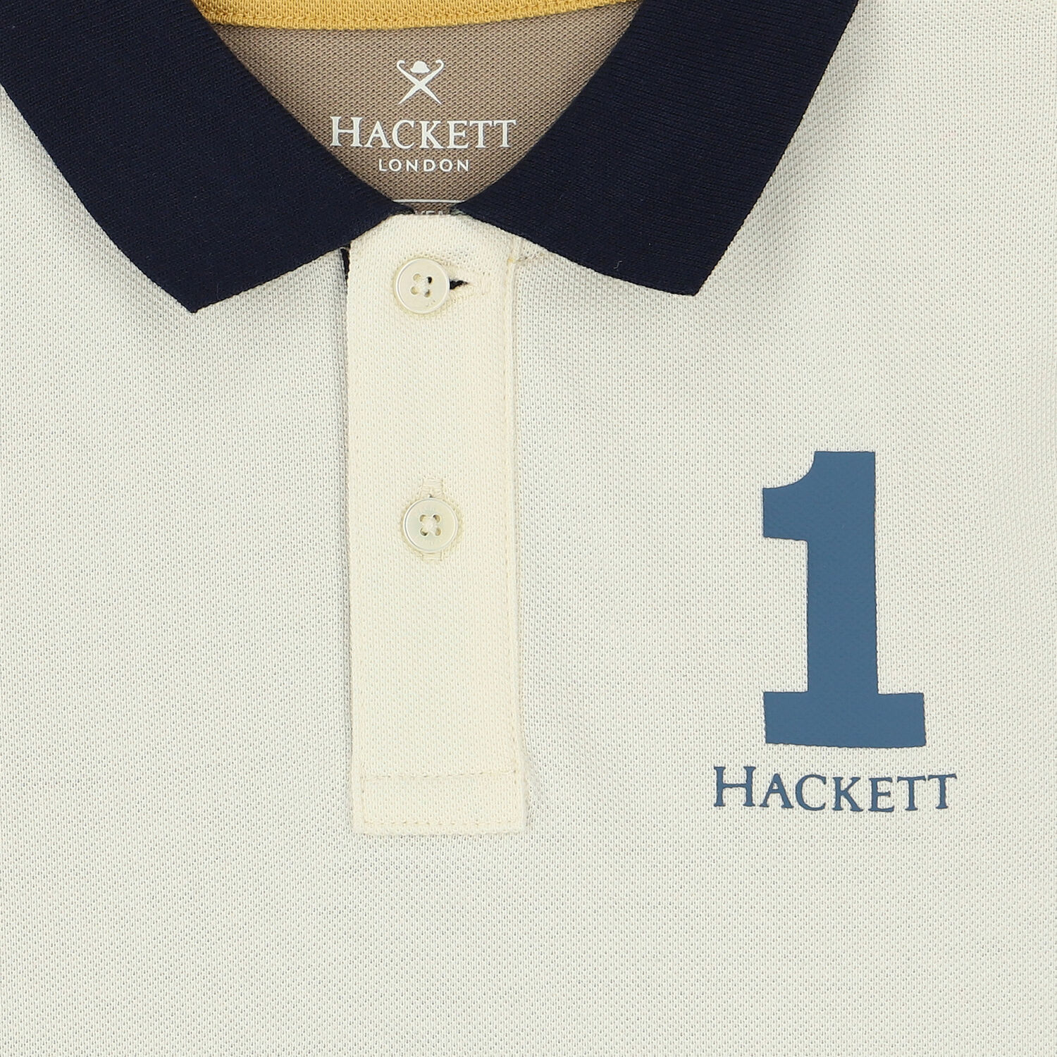 تيشيرت بولو بالشعار باللون البيج والعاجي للأولاد , 1, hi-res