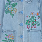 Girls Blue Floral  Denim Jacket, 1, hi-res