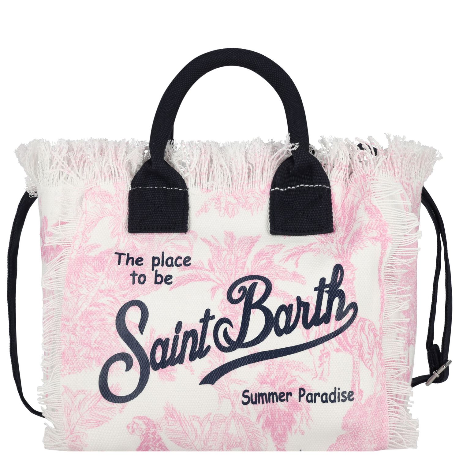 Girls White & Pink Jungle Logo Tote Bag, 1, hi-res