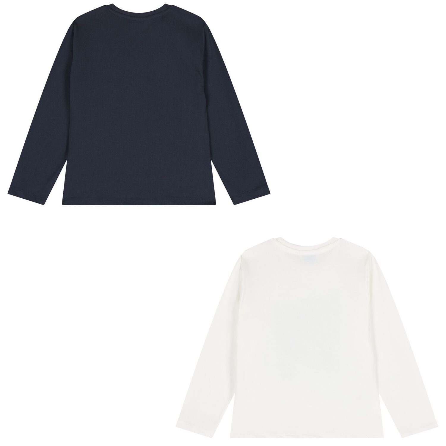 Boys White & Navy Blue Long Sleeve Top ( 2 Pack ), 2, hi-res