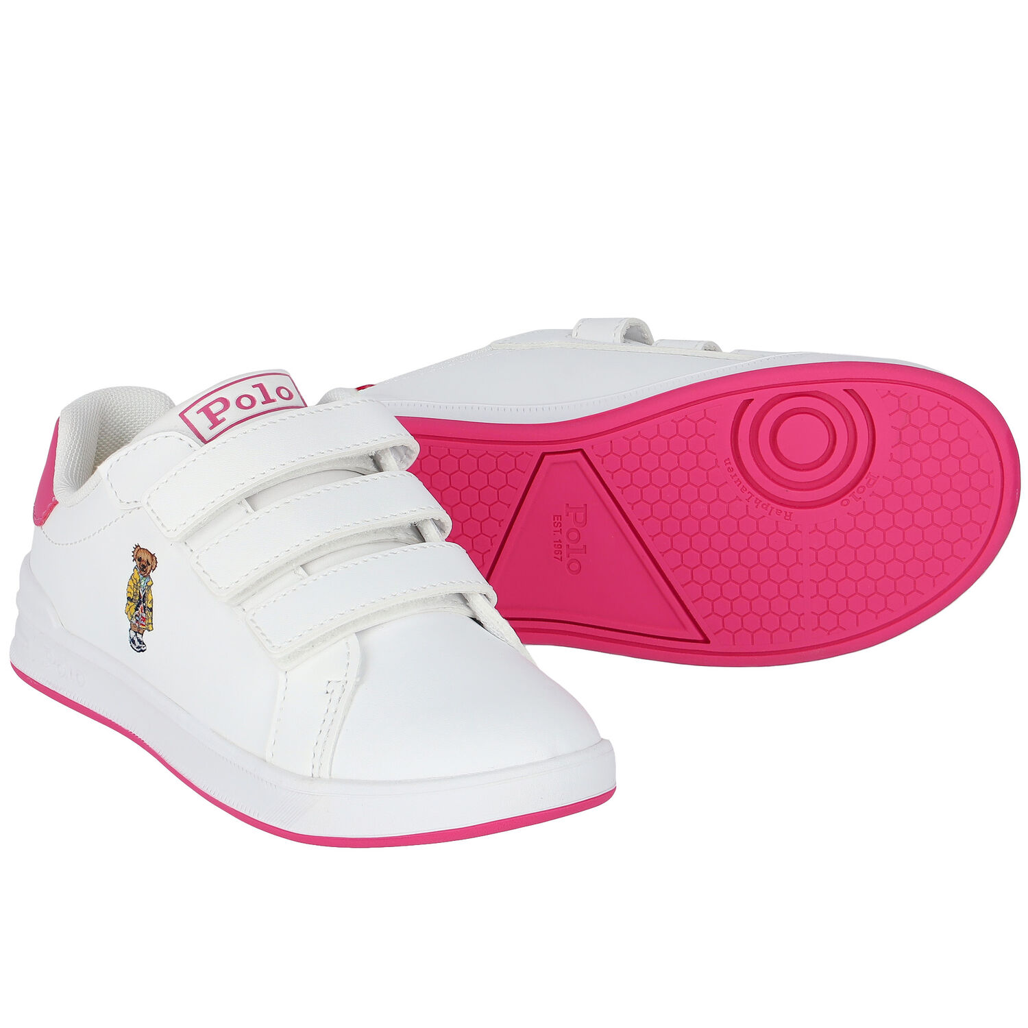 Girls White Logo Trainers, 1, hi-res
