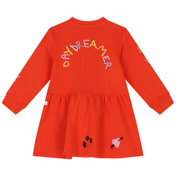 Younger Girls Orange Embroidered Dress
