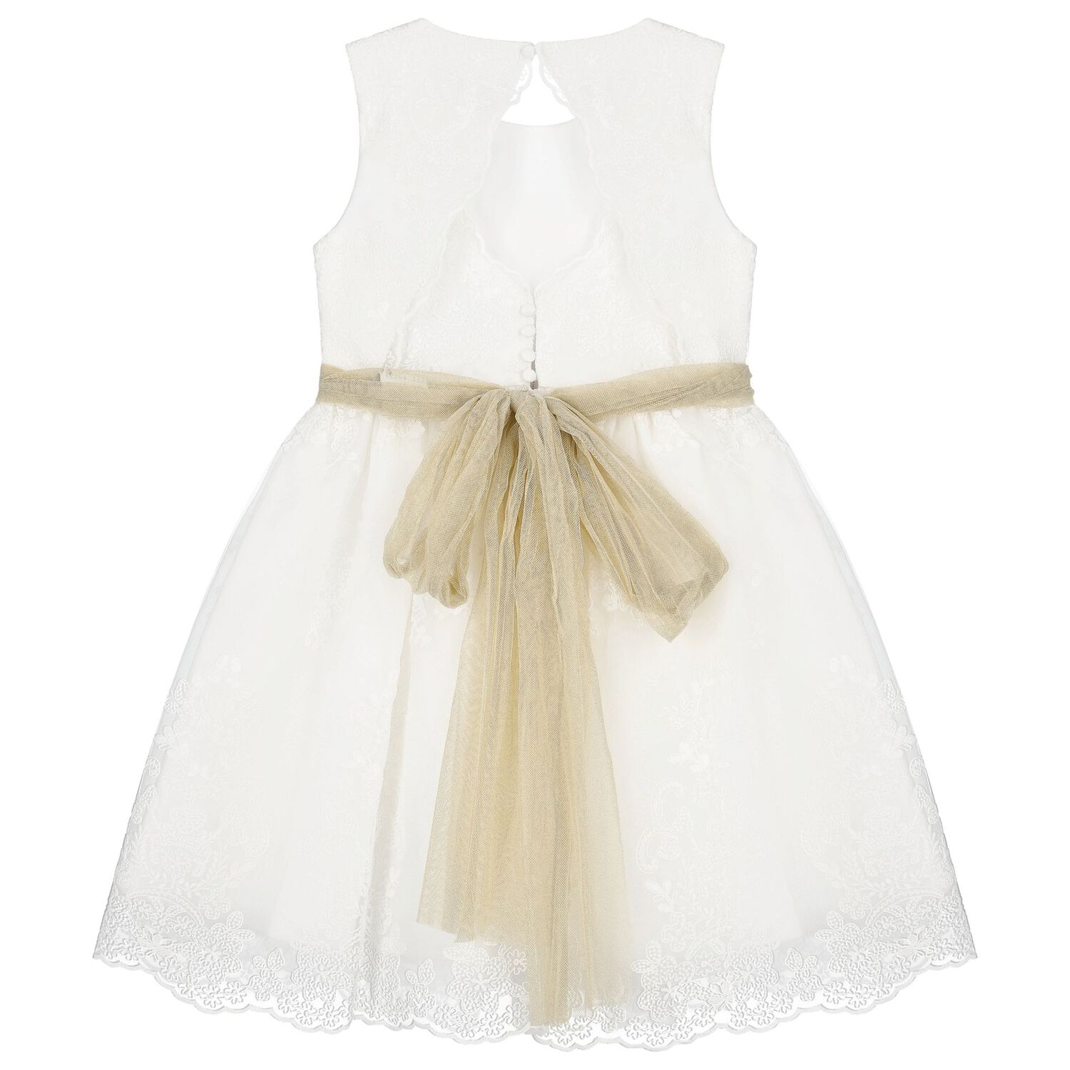 فستان مطرز من الأورجانزا باللون الأبيض للبنات, 1, hi-res image number null