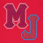 توب بنات بأكمام بالشعار مطرز باللون الوردى, 1, hi-res