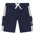 Younger Boys Navy Logo Shorts, 2, hi-res