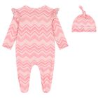 Baby Girls Pink Zig Zag Babygrow Set , 1, hi-res