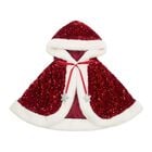 Girls Red Sequin Mrs Claus Cape, 1, hi-res