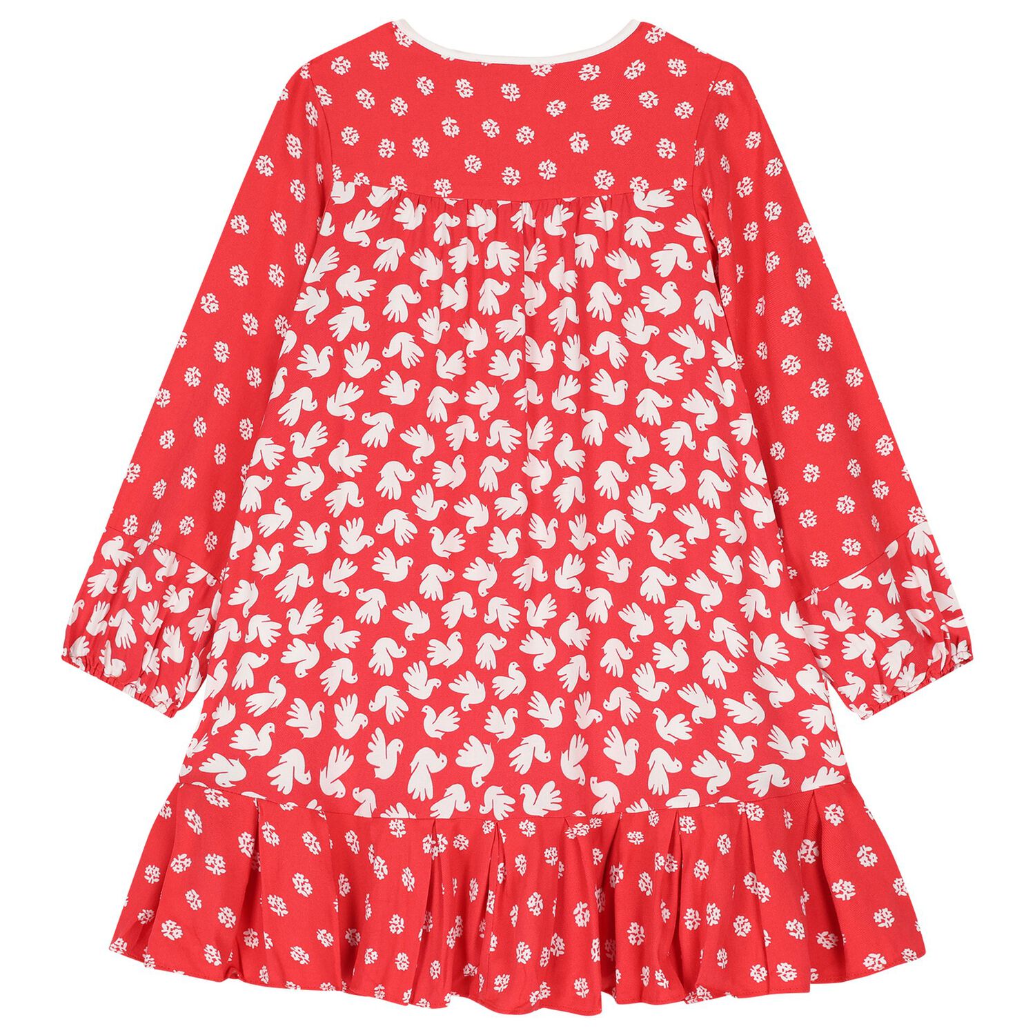 Girls Red Floral & Dove Dress , 1, hi-res
