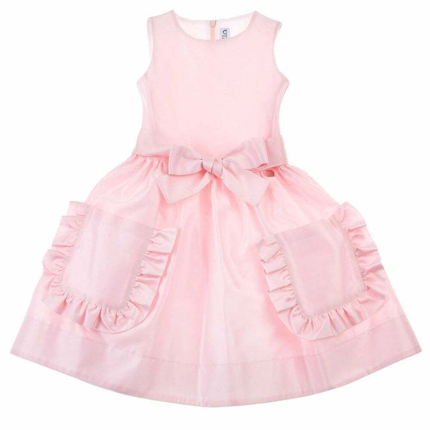 Girls Pink Bow Dress, 1, hi-res