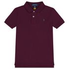 Boys Burgundy Logo Polo Shirt, 1, hi-res