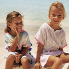 Girls White Striped Kaftan, 1, hi-res