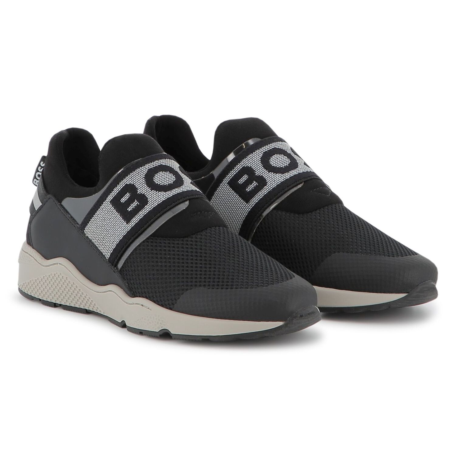 Boys Black Logo Trainers, 1, hi-res image number null
