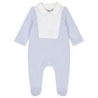 Baby Boys Blue & White Polo Babygrow, 1, hi-res