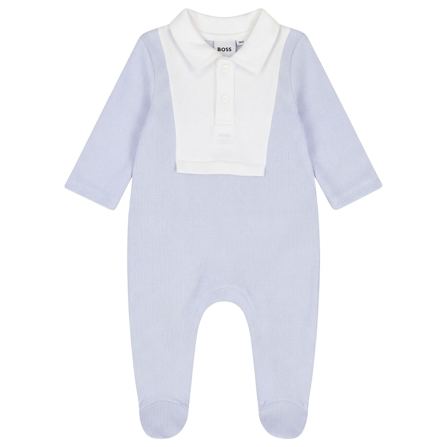 Baby Boys Blue & White Polo Babygrow, 1, hi-res