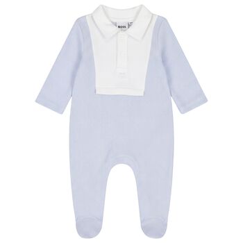 Baby Boys Blue & White Polo Babygrow